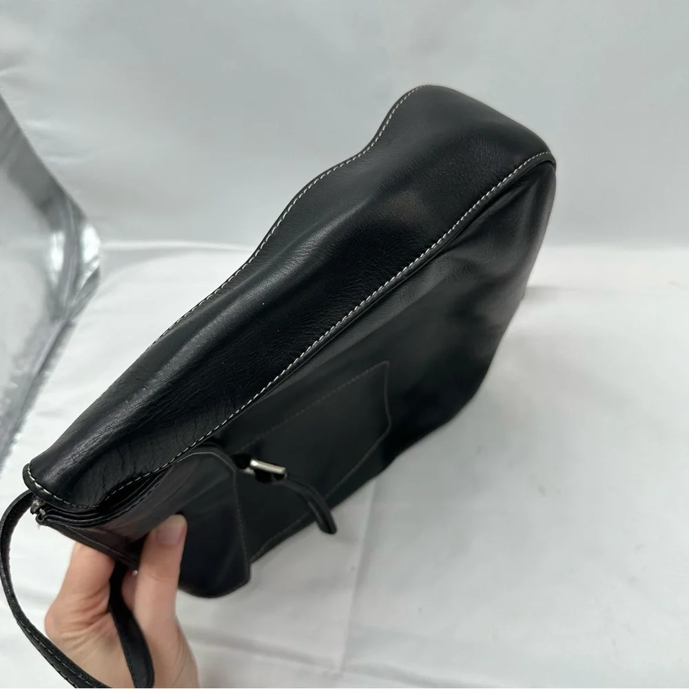 Donald J Pliner vintage black leather backpack clutch